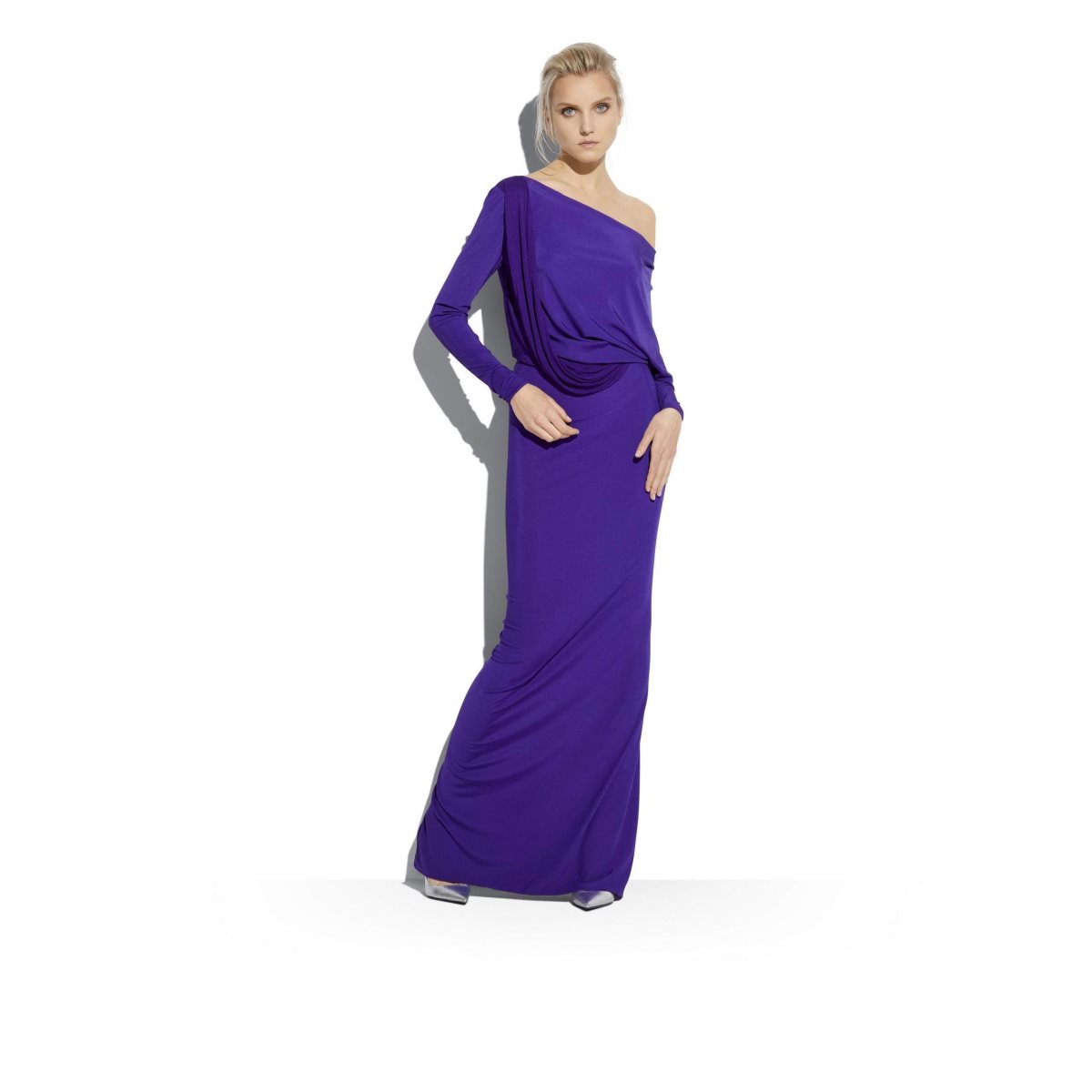 Peignoir Tom Ford Microcosta Jersey Off The Shoulder Evening Femme Bleu Foncé Violette | LJQCW-2416