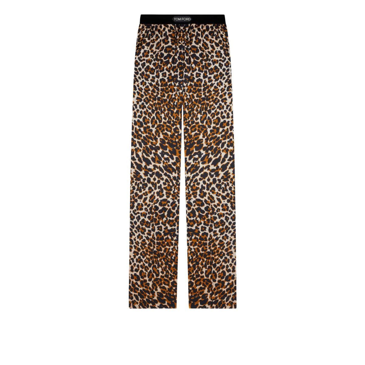 Peignoir Tom Ford Reflected Leopard Pattern Silk Satin Femme Noir Beige | JELUG-4356