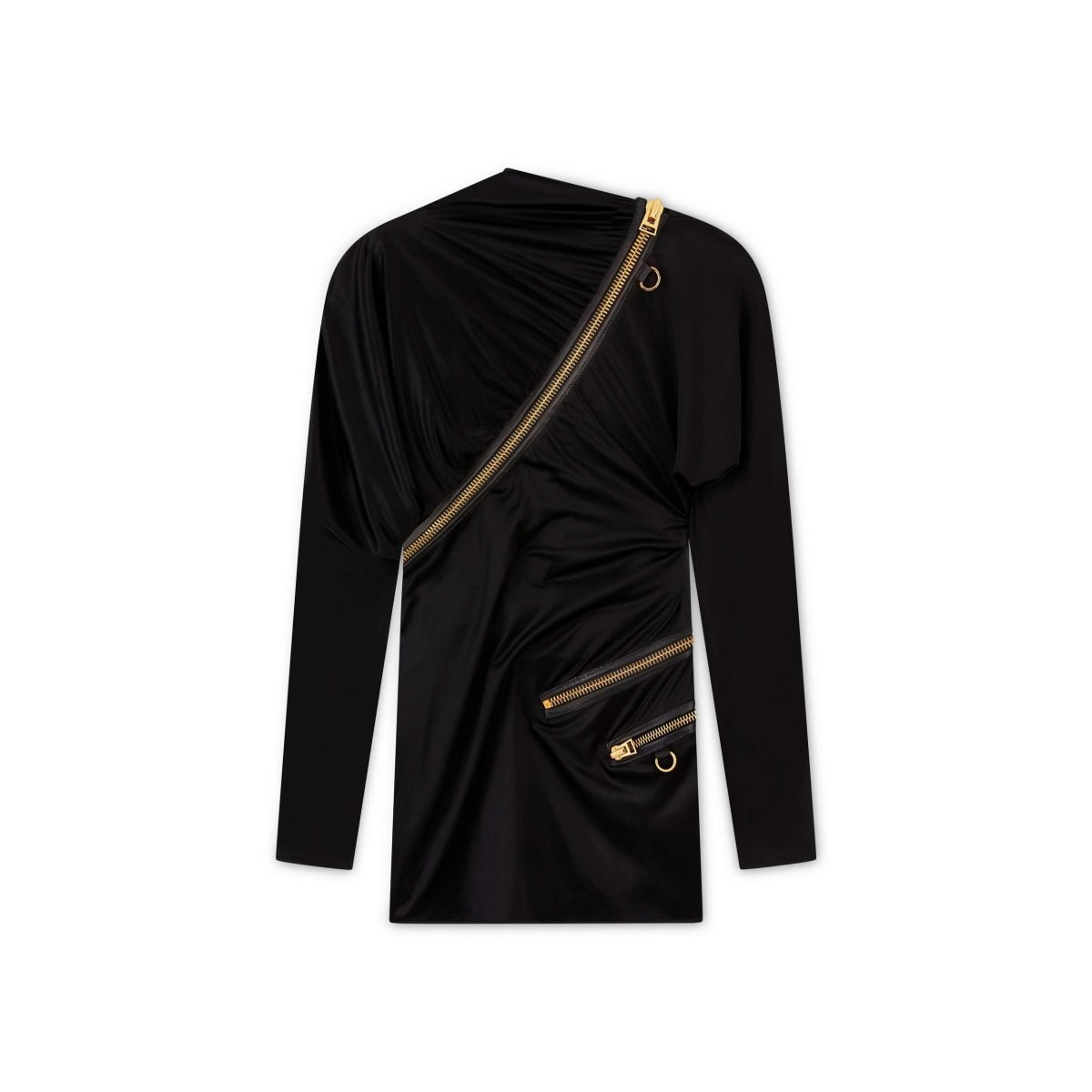 Peignoir Tom Ford Slick Jersey Zipped Mini Femme Noir | QJWVY-2610