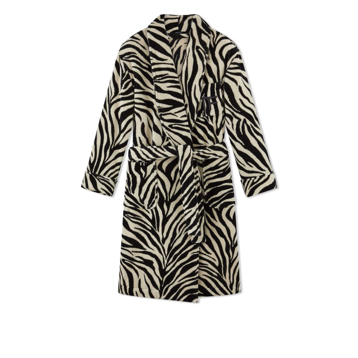 Peignoir Tom Ford Zebra Jacquard Towelling Coton Femme Noir Beige | SKOBT-4037