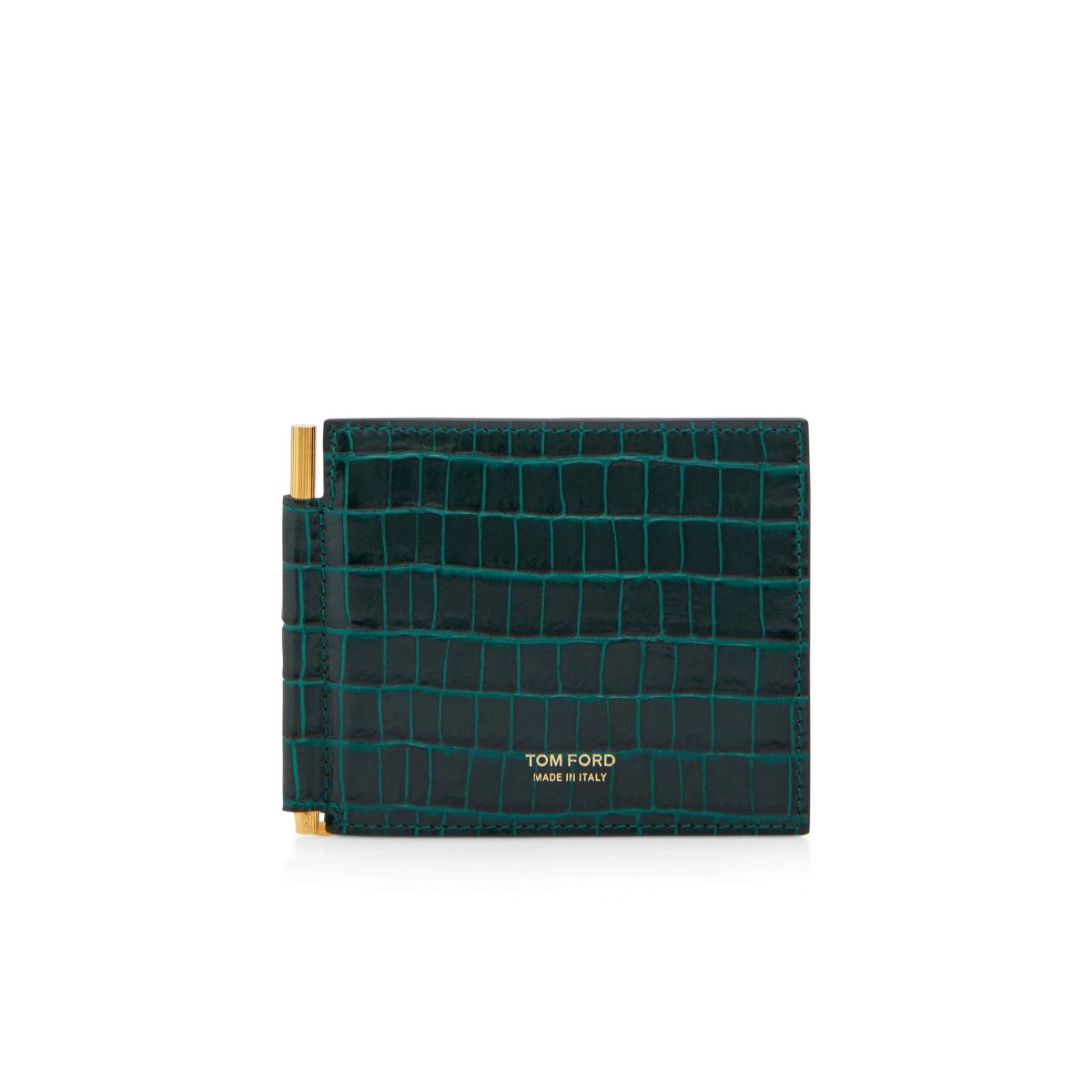 Petits Portefeuilles Tom Ford Glossy Printed Croc Money Clip Wallet Homme Vert Olive | AXNPV-6137