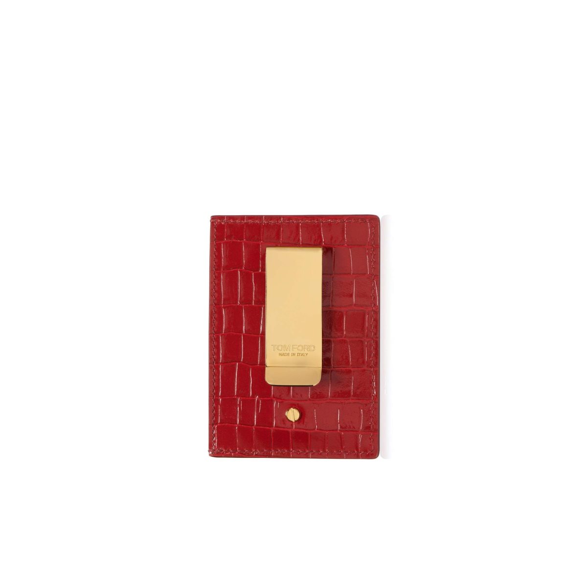 Petits Portefeuilles Tom Ford Glossy Printed Croc Money Clip Cardholder Homme Rouge Foncé | CLVSX-4521