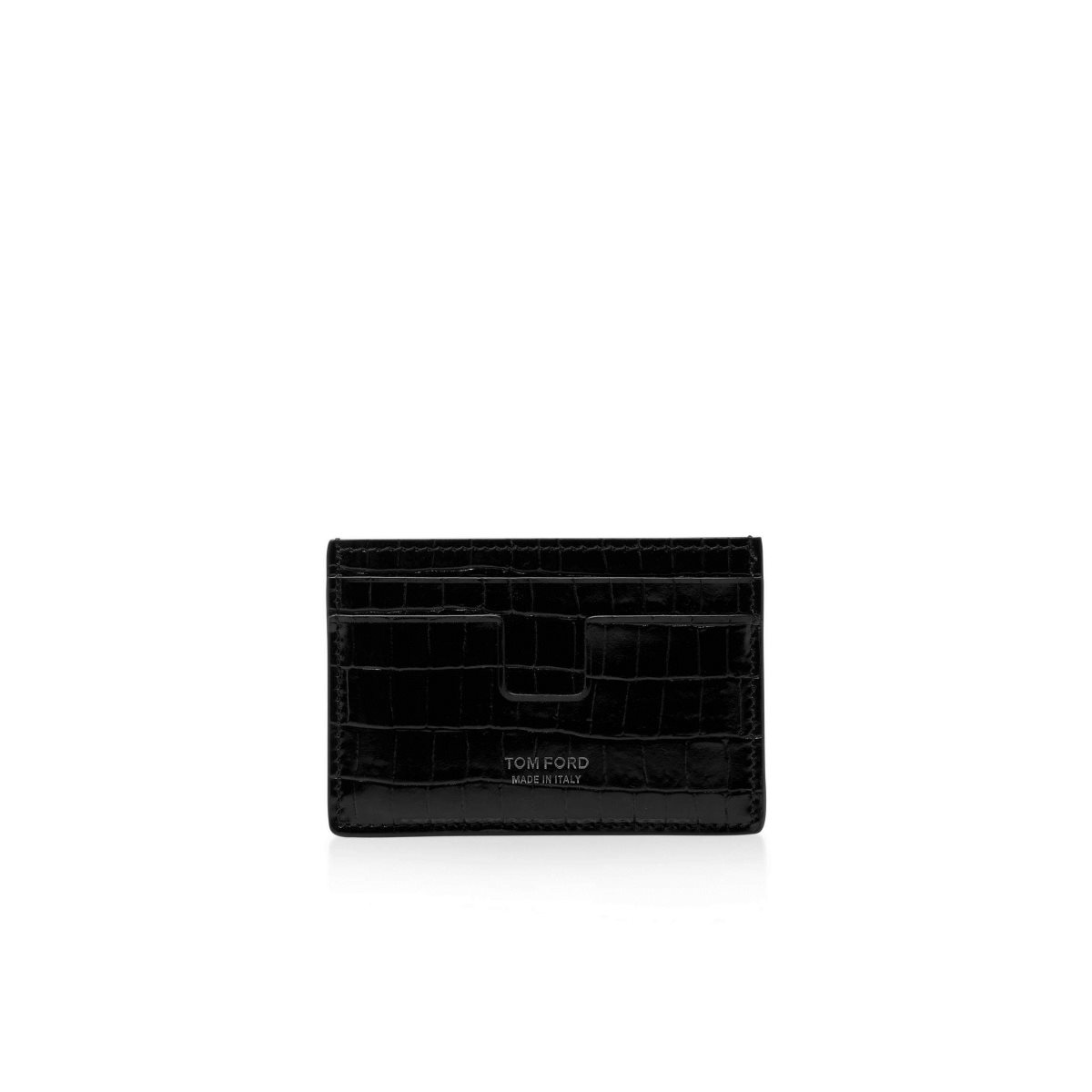 Petits Portefeuilles Tom Ford Glossy Printed Croc Classiche Cardholder Homme Noir | LWXDB-5680