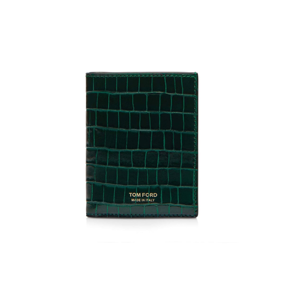 Petits Portefeuilles Tom Ford Glossy Printed Croc Folding Cardholder Homme Vert Olive | ZMTBK-2347