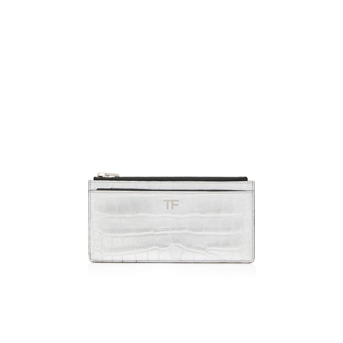 Petits Portefeuilles Tom Ford Metallic Stamped Cuir Multifunctional Wallet Femme Argent | CNTLS-2506