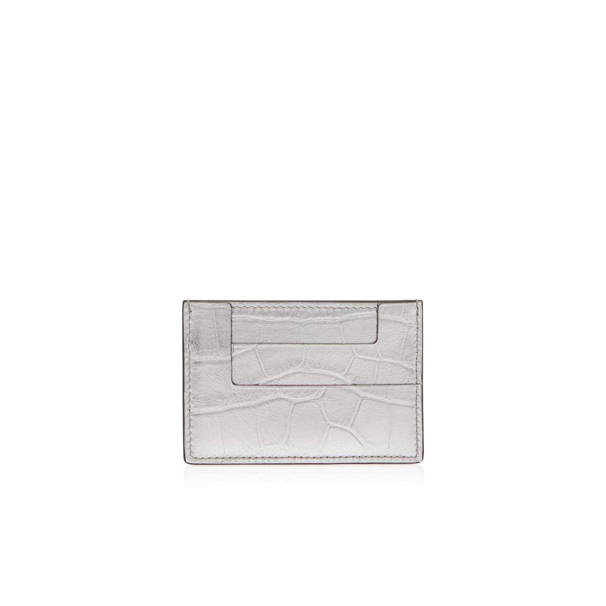 Petits Portefeuilles Tom Ford Metallic Stamped Cuir Classiche Tf Card Holder Femme Argent | DGWJF-2967