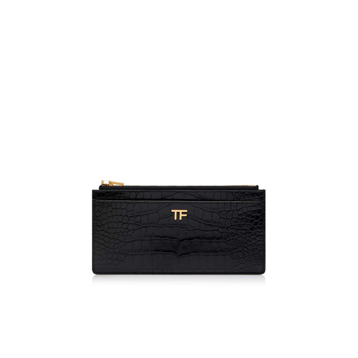 Petits Portefeuilles Tom Ford Shiny Stamped Crocodile Cuir Classiche Tf Multifunctional Wallet Femme Noir | TMBNP-4925