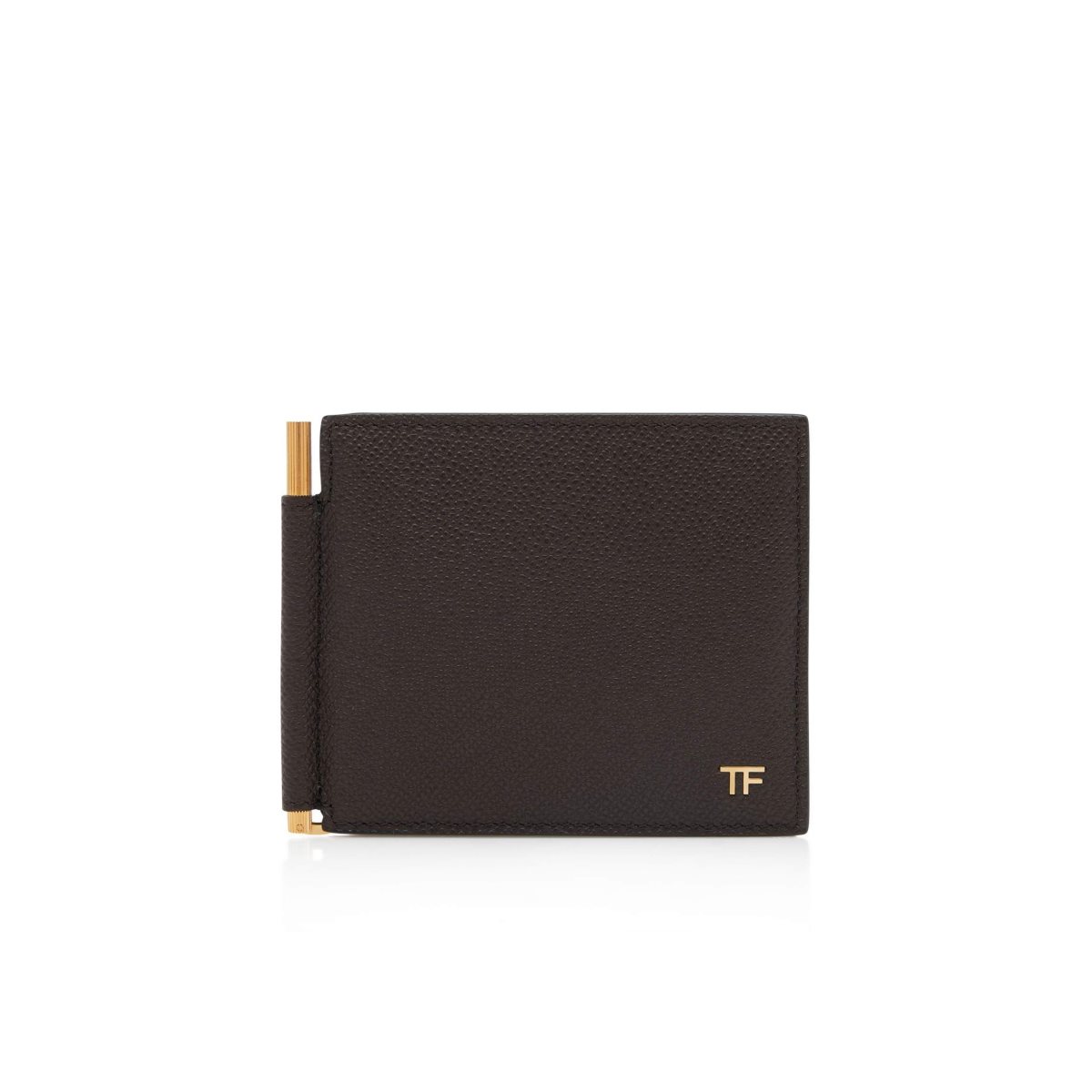 Petits Portefeuilles Tom Ford Small Grain Cuir Money Clip Wallet Homme Marron | IOEUQ-5902