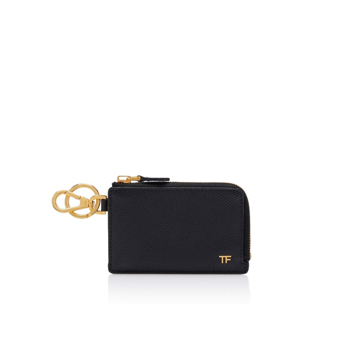 Petits Portefeuilles Tom Ford Small Grain Cuir Cardholder Zip Keyring Homme Noir | UBZTF-9485