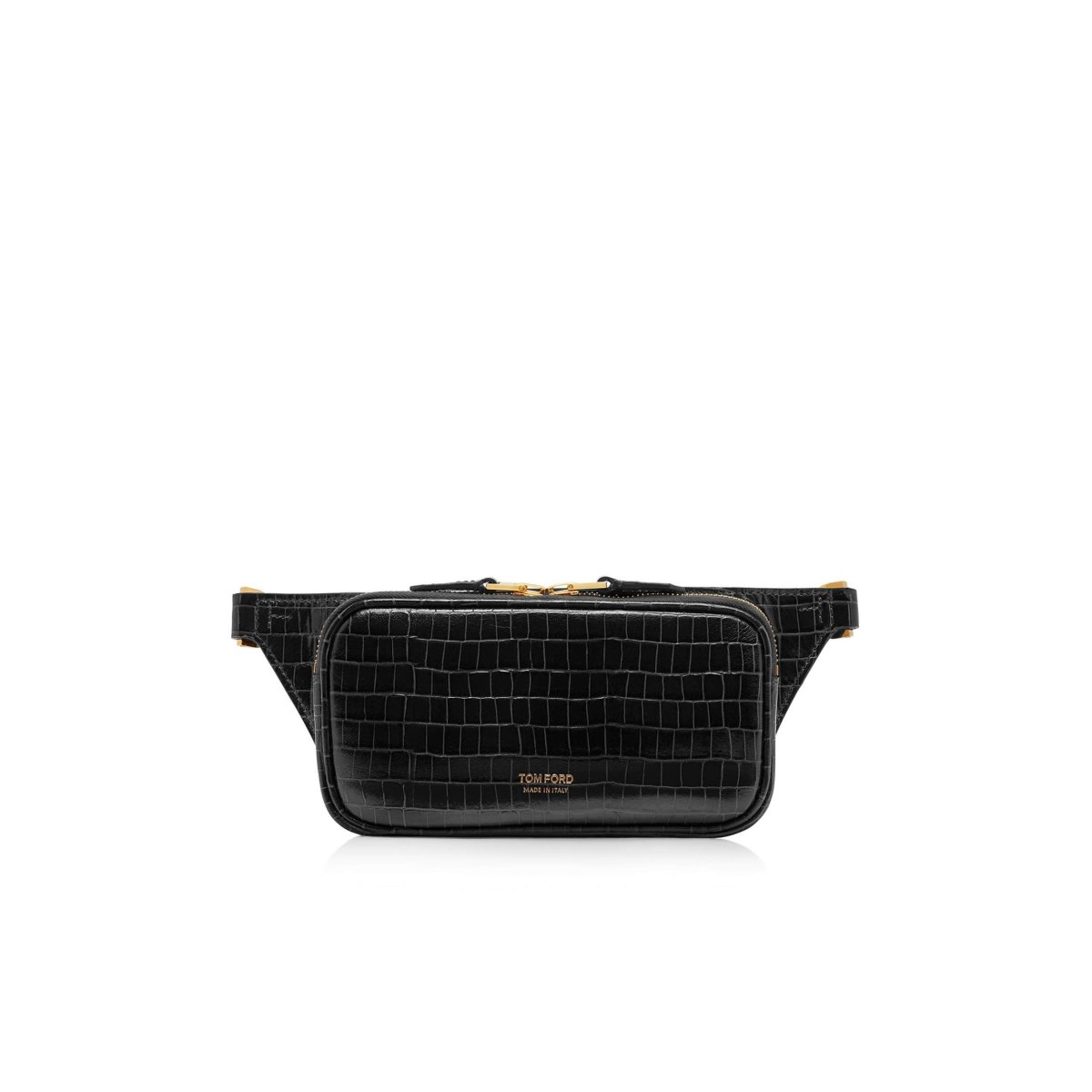 Sac Banane Tom Ford Glossy Printed Croc Small Zip Homme Noir | YLFAI-1762