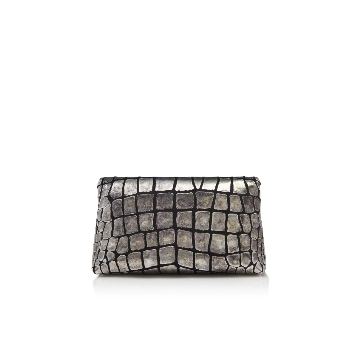 Sac Clutch Tom Ford Metallic Printed Cuir Label Femme Argent Noir | LRGFJ-9578