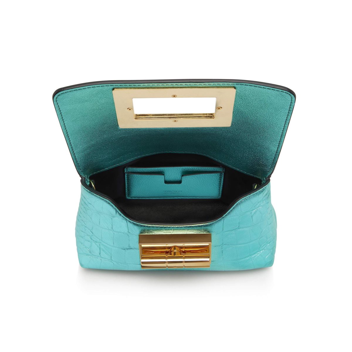 Sac Clutch Tom Ford Metallic Stamped Cuir Natalia Femme Bleu | ZVJFD-3049