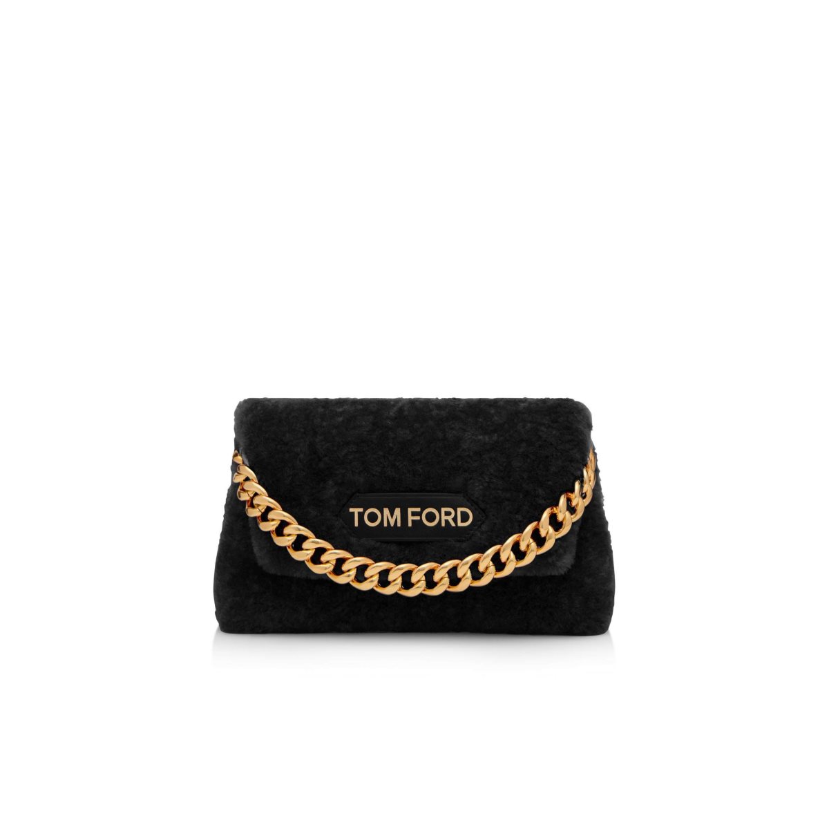 Sac Clutch Tom Ford Shearling Label Femme Noir | ZRHFW-9785