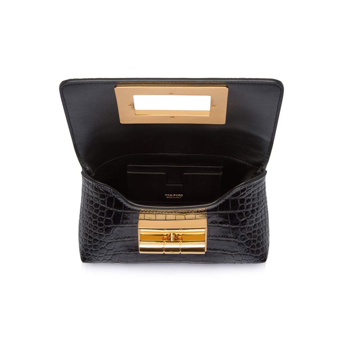 Sac Clutch Tom Ford Shiny Stamped Crocodile Cuir Natalia Femme Noir | JBKVZ-8267