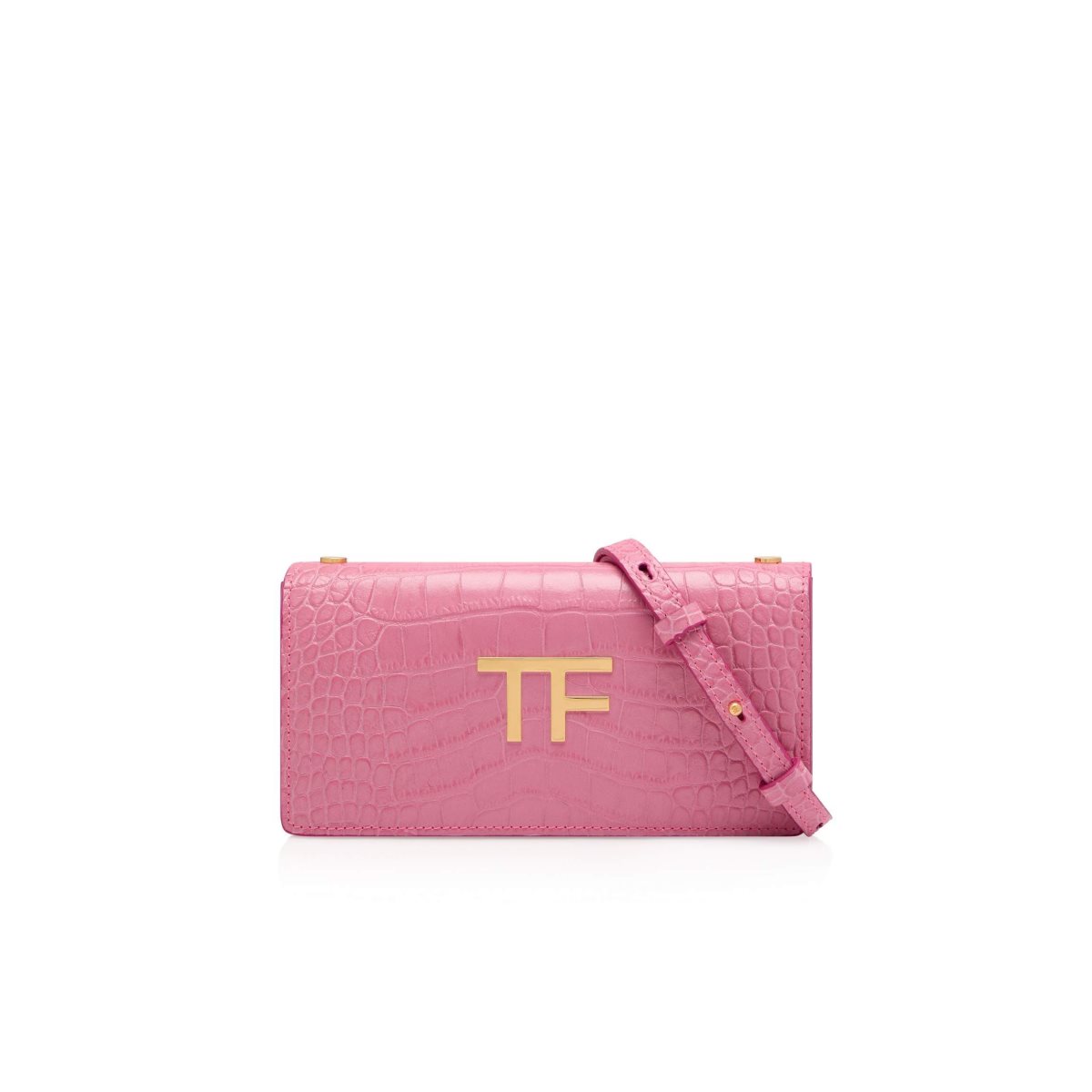 Sac Clutch Tom Ford Shiny Stamped Crocodile Cuir Tf Femme Rose | OHEMJ-3596