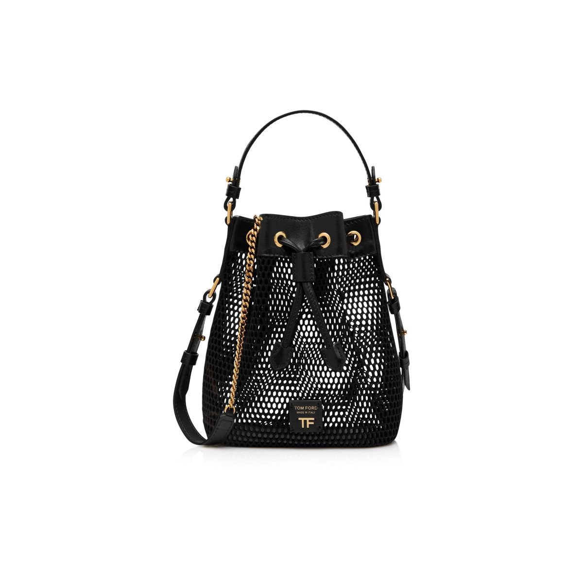 Sacs Crossbody Tom Ford Mesh And Cuir Disco Small Bucket On Chain Femme Noir | QVMJH-7163