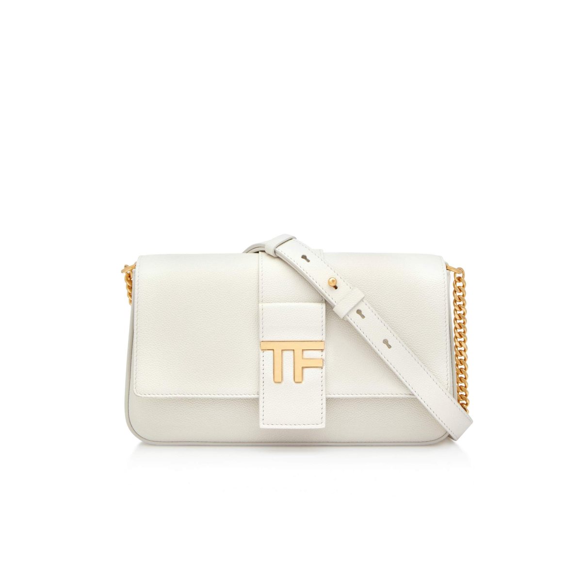 Sacs À Bandoulière Tom Ford Grain Cuir Tf Chain Femme Chalk | NWLIP-9384