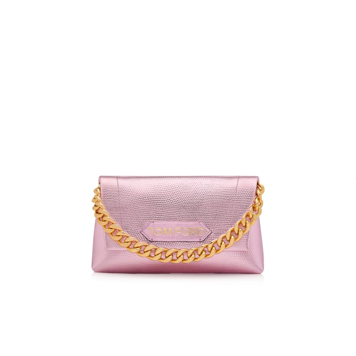 Sacs À Bandoulière Tom Ford Laminated Printed Lizard Label Mini Chain Femme Rose Clair | SMWUB-3580