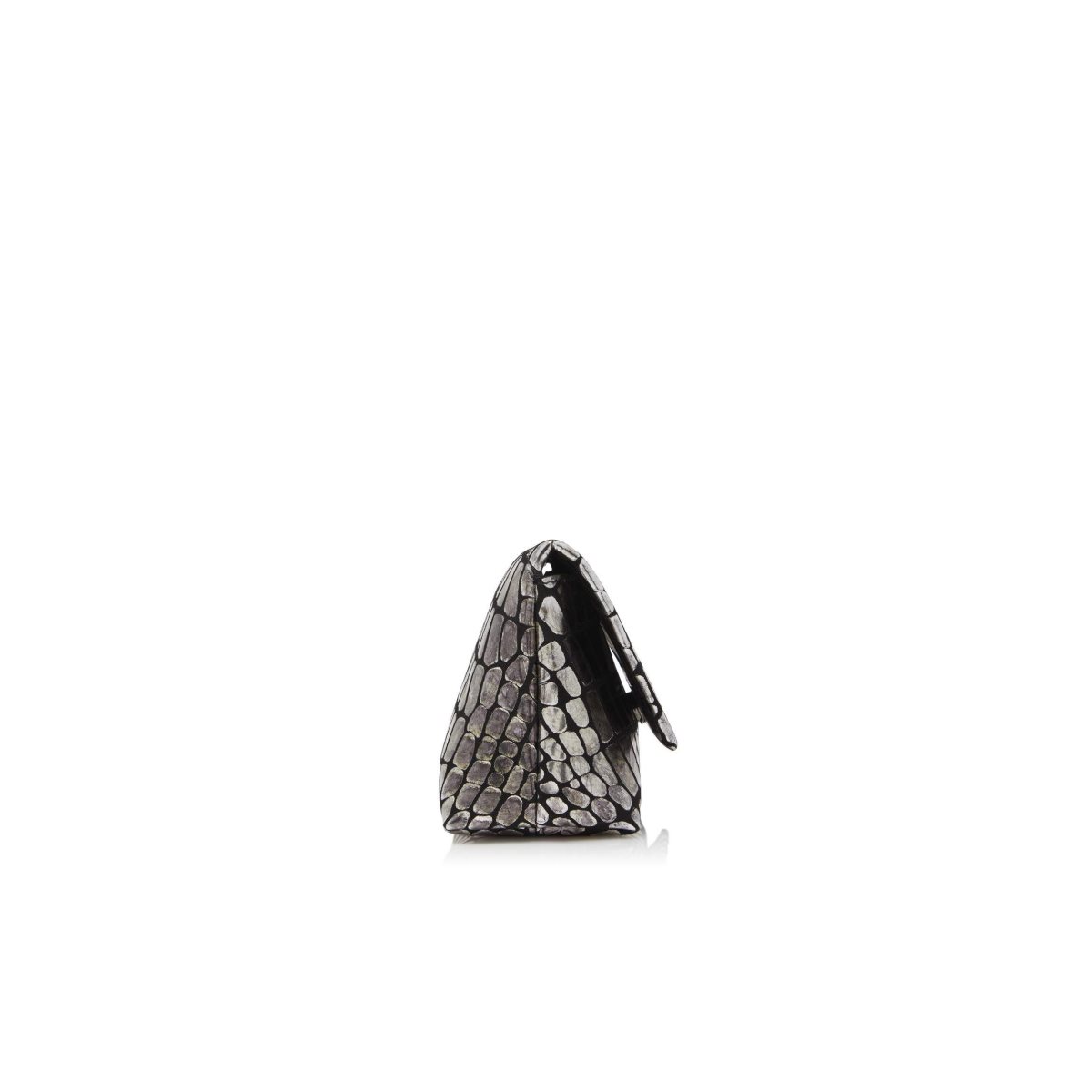 Sacs À Bandoulière Tom Ford Metallic Printed Cuir Label Mini Chain Femme Argent Noir | ZSUGW-1409