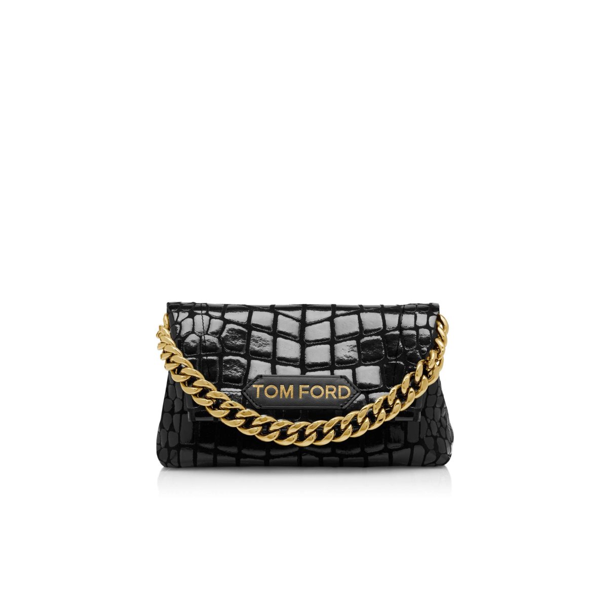 Sacs À Bandoulière Tom Ford Printed Cuir Label Mini Chain Femme Noir | DJXCQ-5794