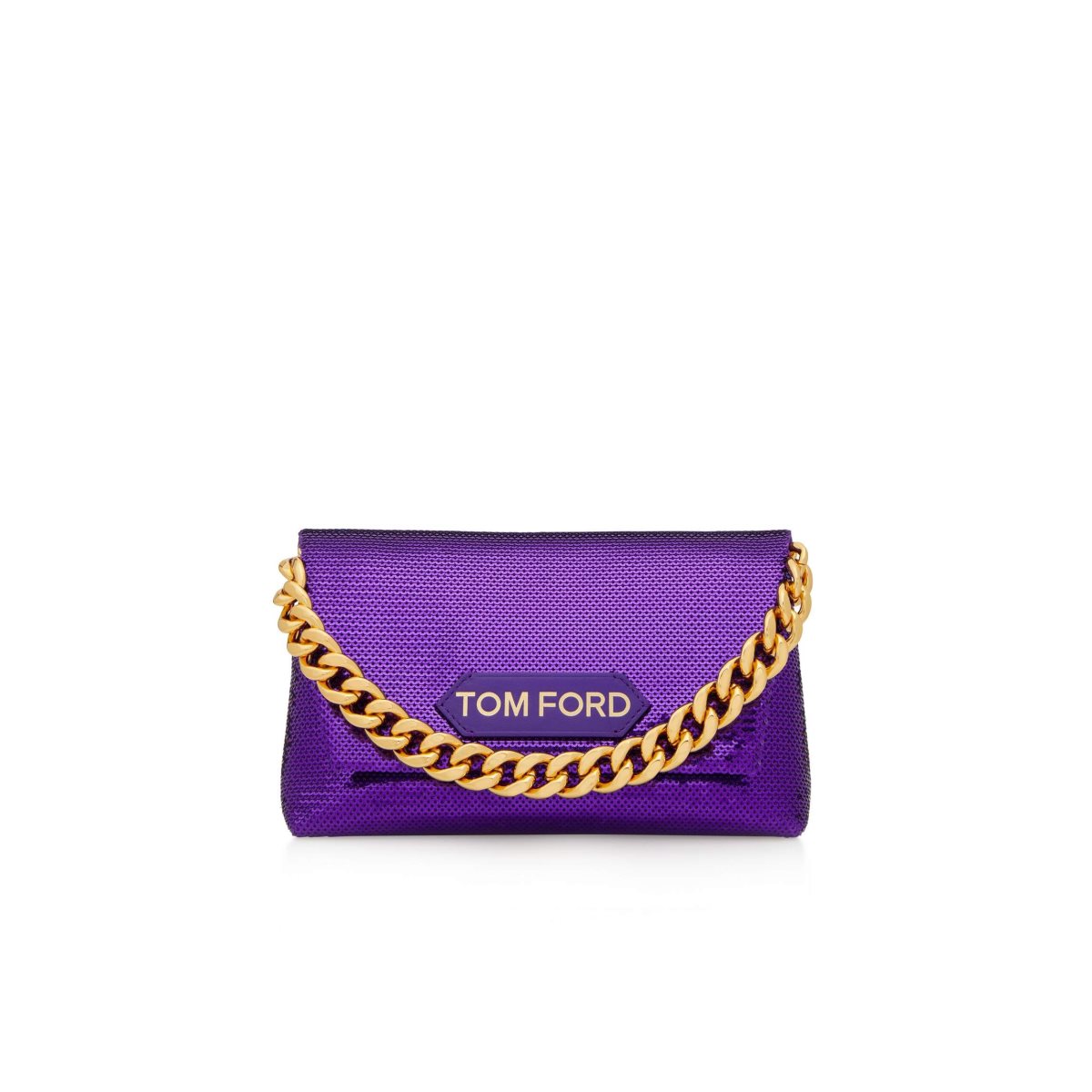 Sacs À Bandoulière Tom Ford Sequin Embroidery Label Mini Chain Femme Violette | KAMBR-3408