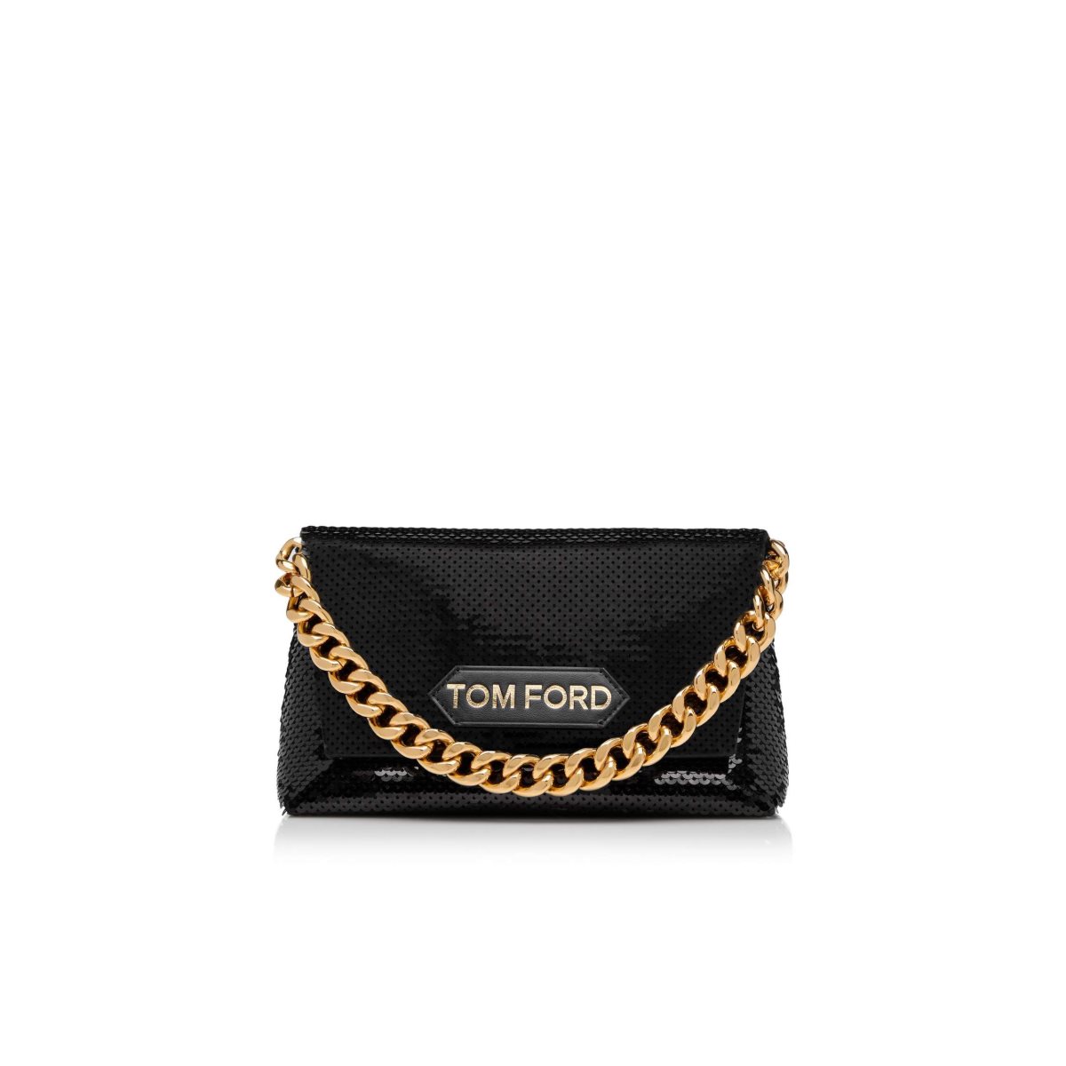 Sacs À Bandoulière Tom Ford Sequin Embroidery Label Mini Chain Femme Noir | WFJGI-1304