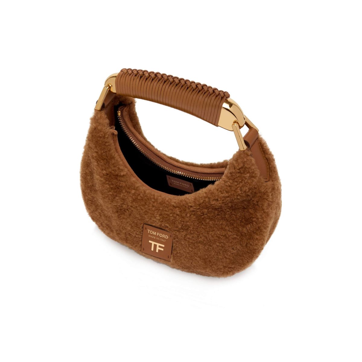 Sacs À Bandoulière Tom Ford Shearling Bianca Mini Hobo Femme Marron | FBQNU-0785