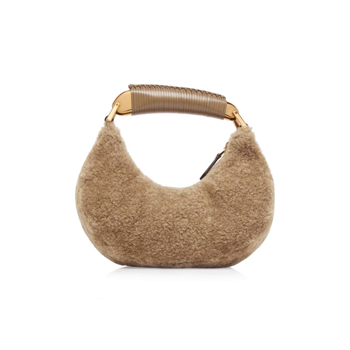 Sacs À Bandoulière Tom Ford Shearling Bianca Mini Hobo Femme Beige | MHZNC-6583