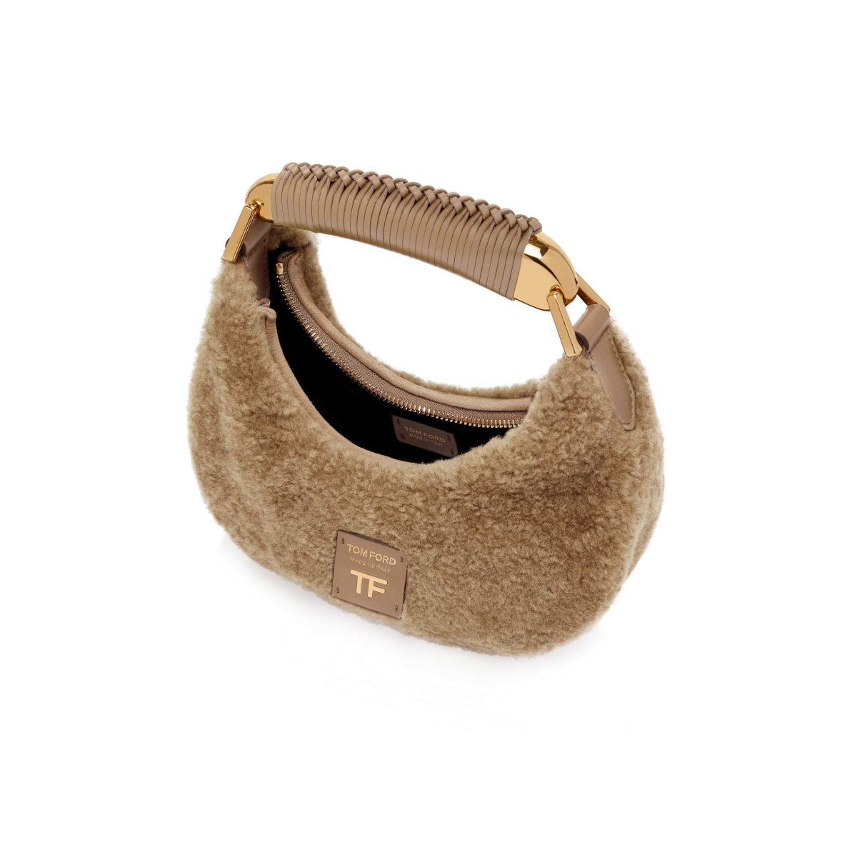 Sacs À Bandoulière Tom Ford Shearling Bianca Mini Hobo Femme Beige | MHZNC-6583