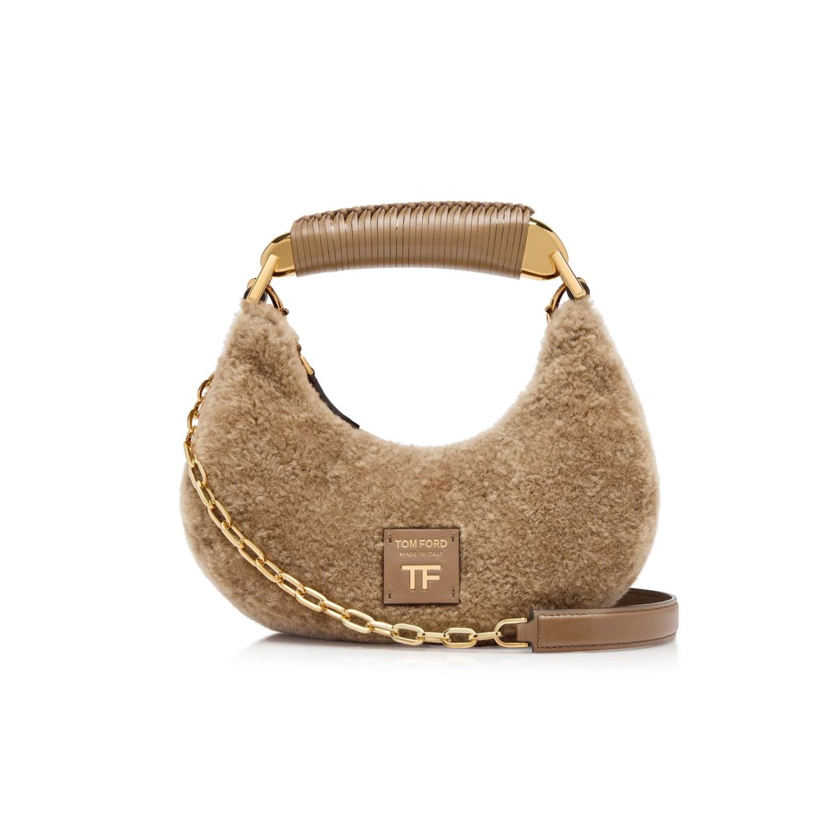 Sacs À Bandoulière Tom Ford Shearling Bianca Mini Hobo Femme Beige | MHZNC-6583