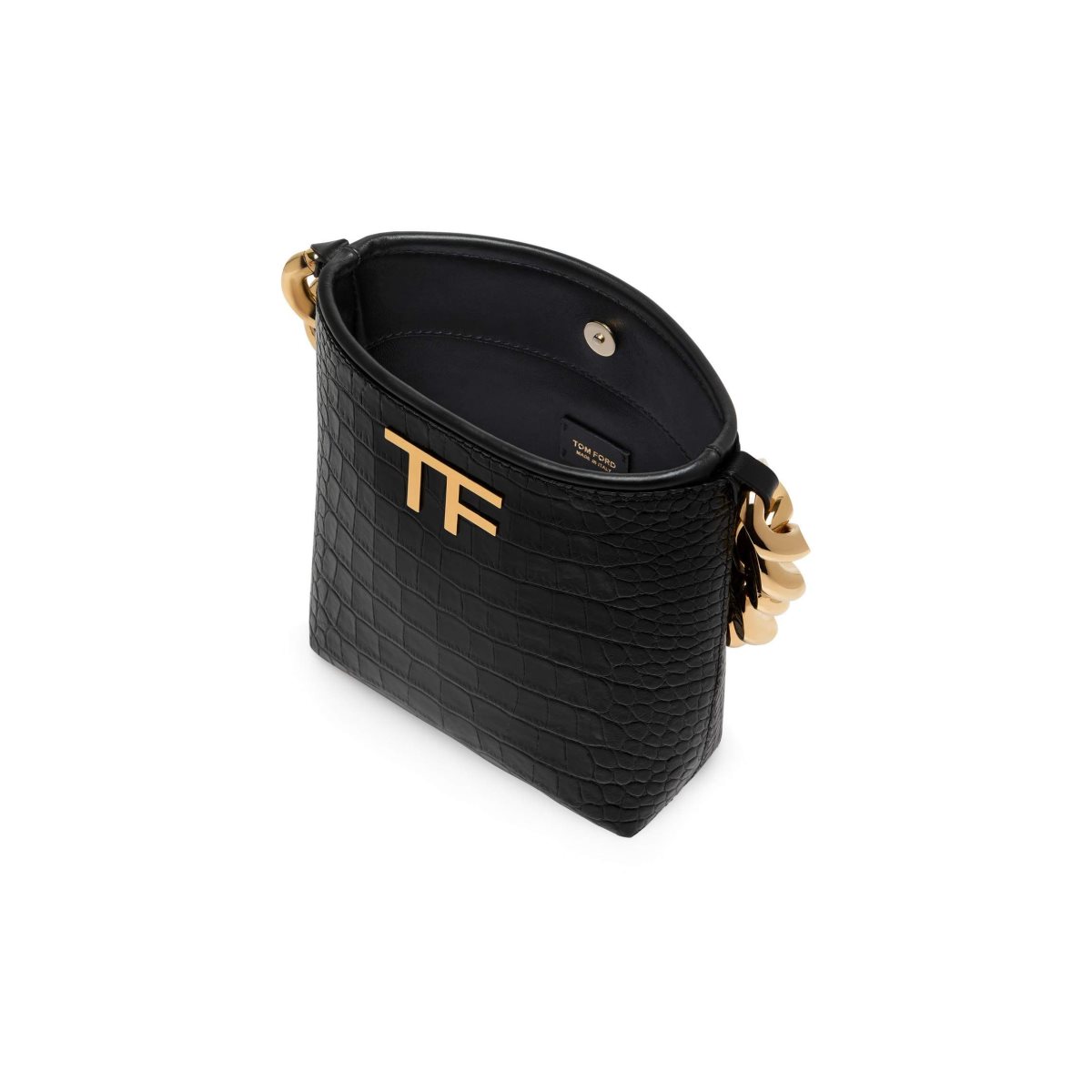 Sacs À Bandoulière Tom Ford Shiny Stamped Crocodile Cuir Tf Maxi Chain Mini Femme Noir | OAZVF-8274