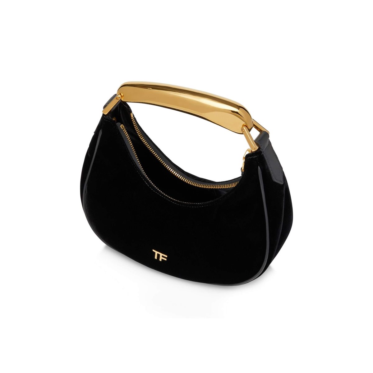 Sacs À Bandoulière Tom Ford Velvet Bianca Mini Hobo Femme Noir | HOGBA-3849