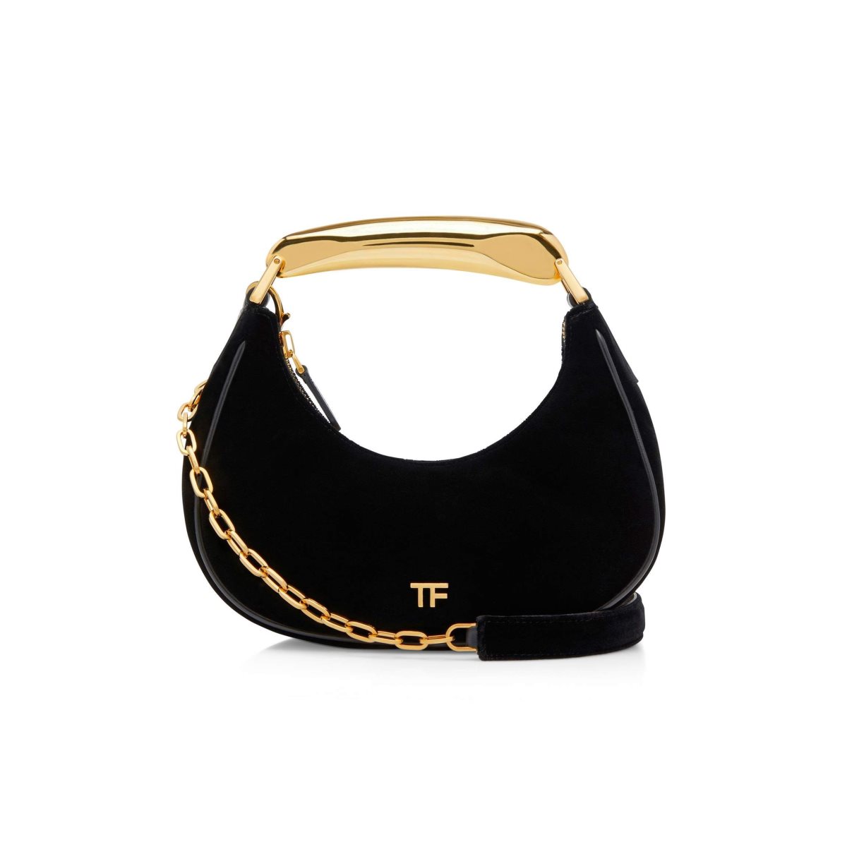 Sacs À Bandoulière Tom Ford Velvet Bianca Mini Hobo Femme Noir | HOGBA-3849