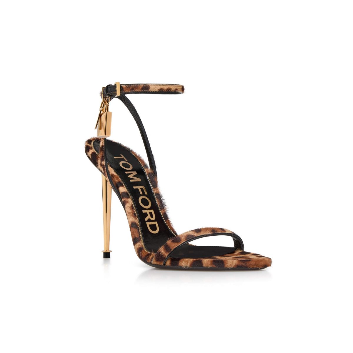 Sandales Tom Ford Hair Calf Animalier Padlock Pointy Naked Femme Marron Noir | ROTMY-9758