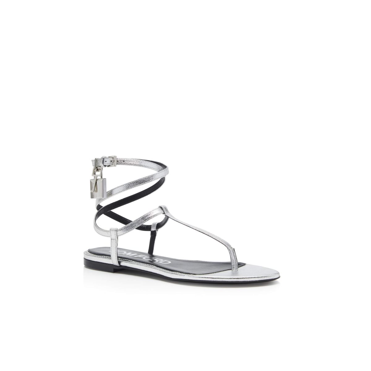 Sandales Tom Ford Laminated Cuir Padlock Femme Argent | AJGVY-3678