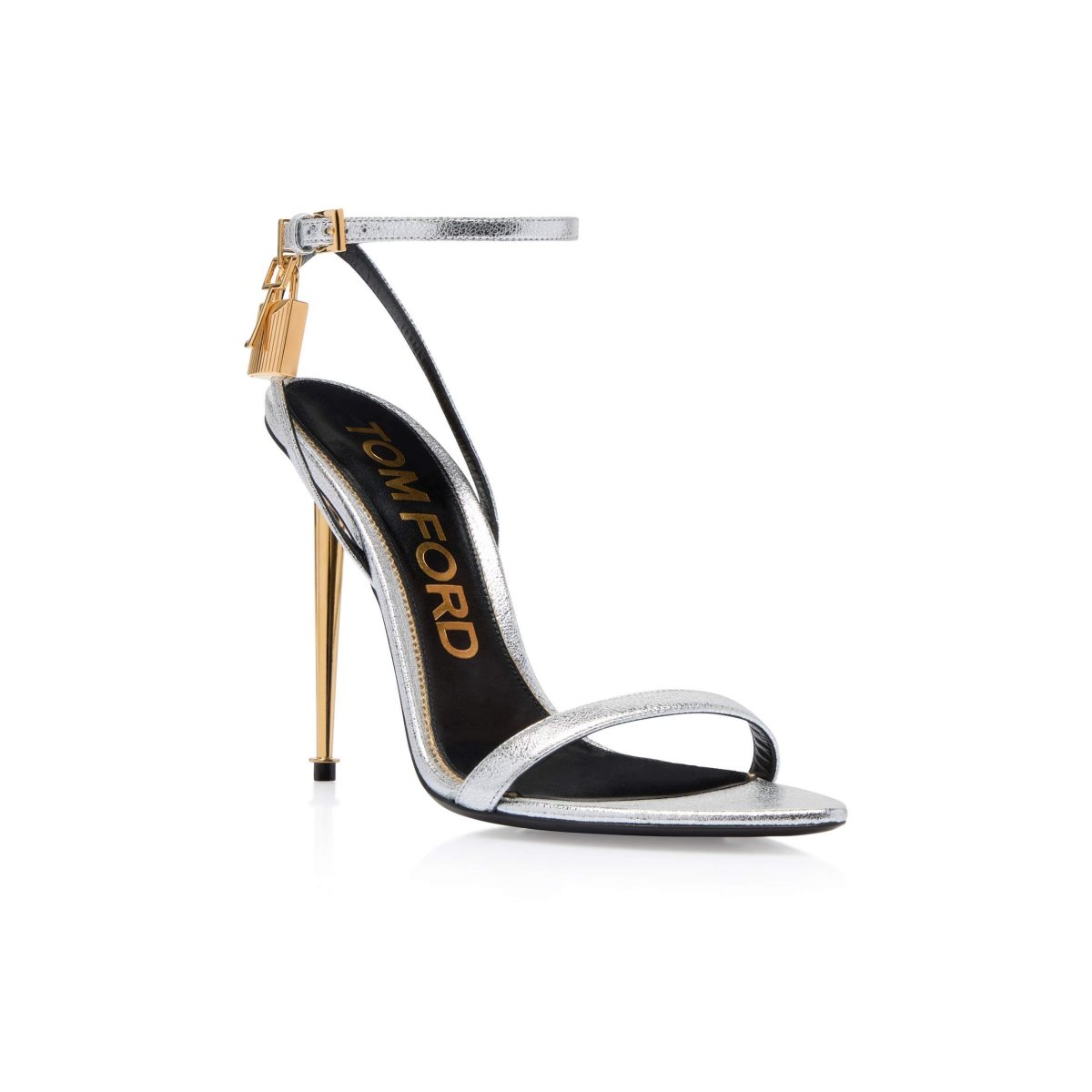 Sandales Tom Ford Laminated Nappa Cuir Padlock Pointy Naked Femme Argent | RVLWJ-0683