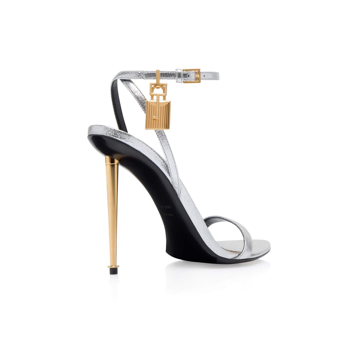 Sandales Tom Ford Laminated Nappa Cuir Padlock Pointy Naked Femme Argent | RVLWJ-0683