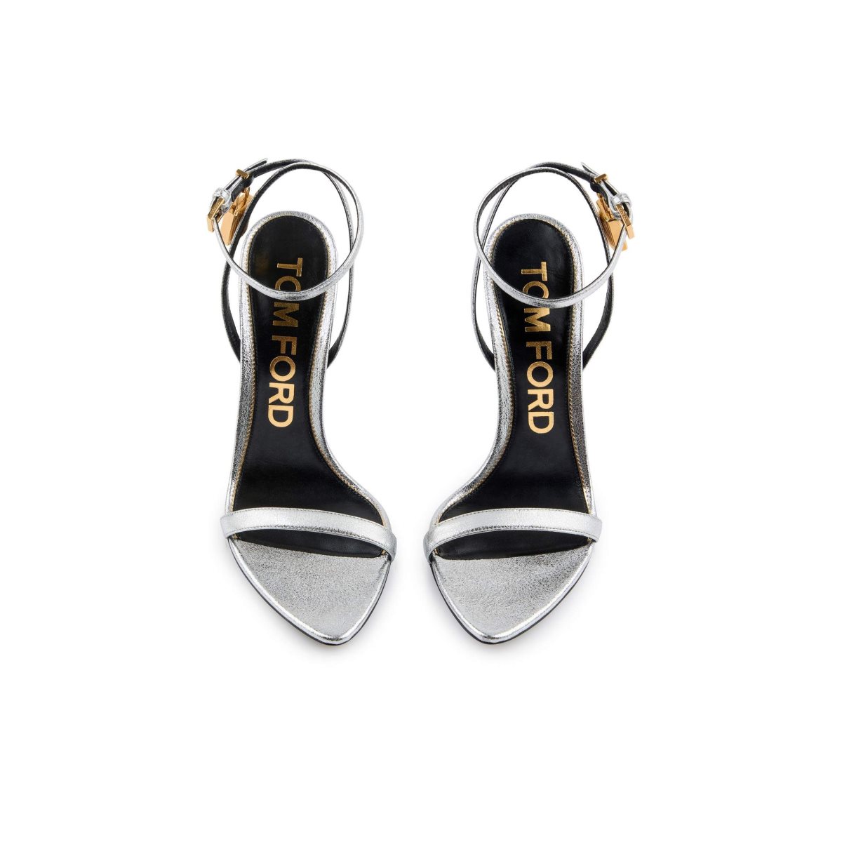 Sandales Tom Ford Laminated Nappa Cuir Padlock Pointy Naked Femme Argent | RVLWJ-0683