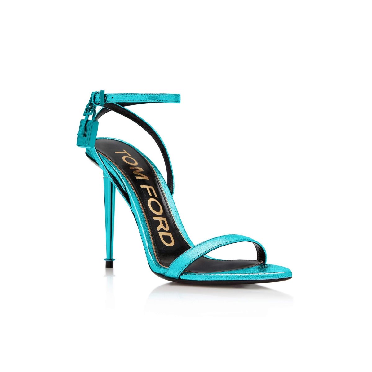 Sandales Tom Ford Laminated Nappa Padlock Pointy Naked Femme Turquoise | UOTYR-2907