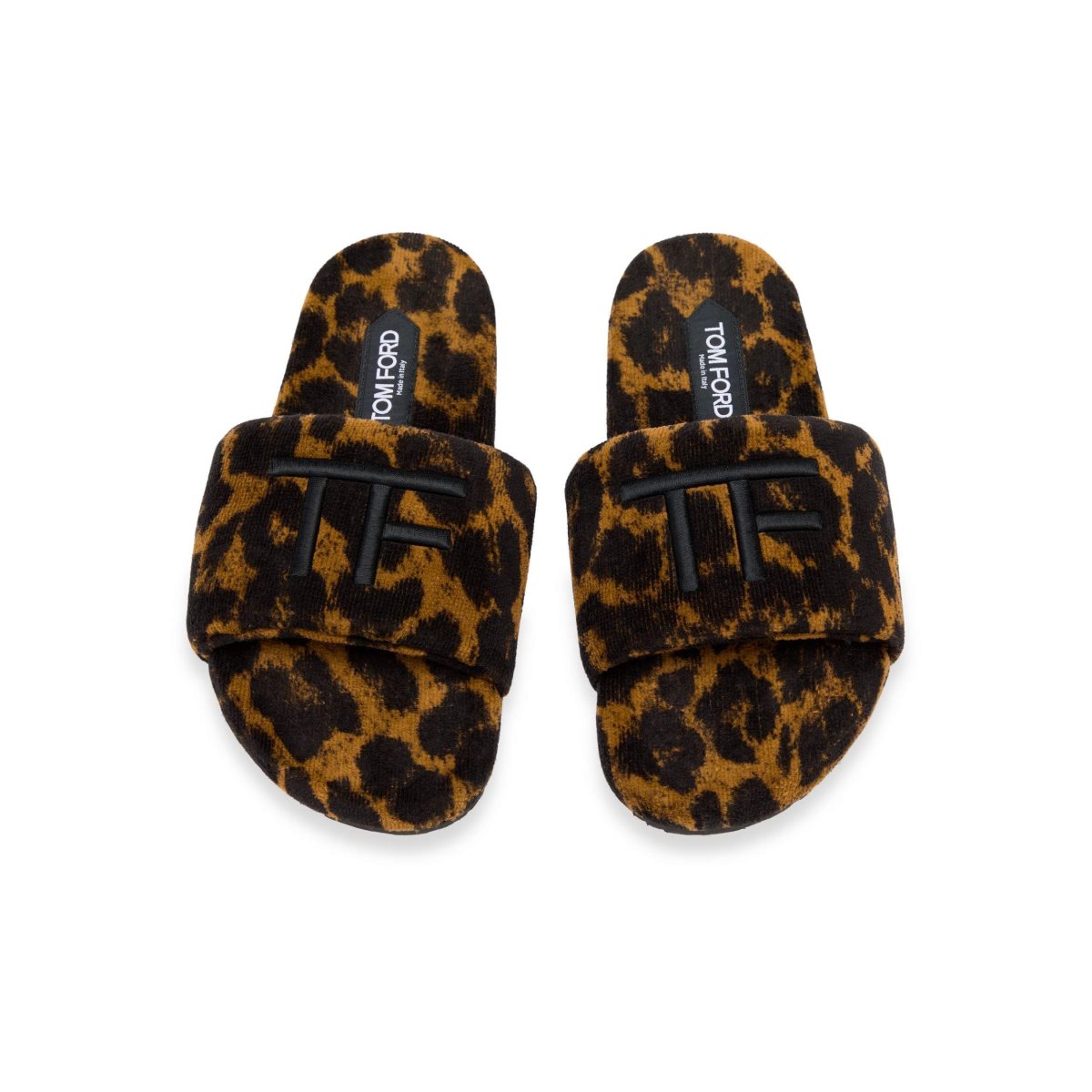 Sandales Tom Ford Leopard Towelling Harrison Slides Femme Noir | YSBCA-9307