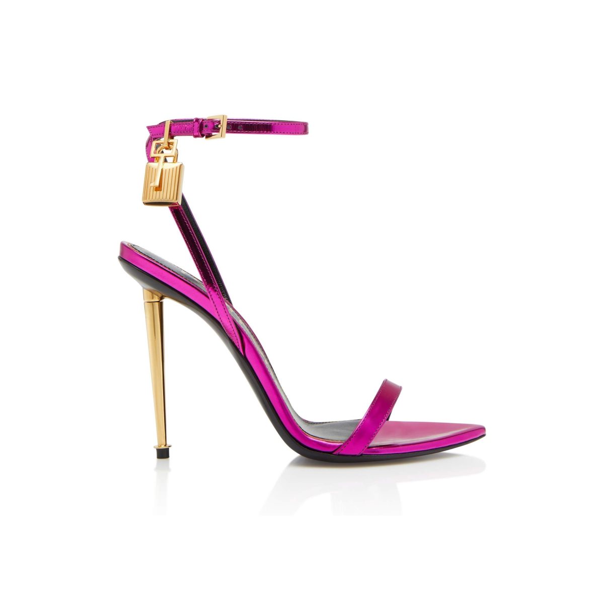 Sandales Tom Ford Mirror Cuir Padlock Pointy Naked Femme Fushia Blanche | JIZRW-5790