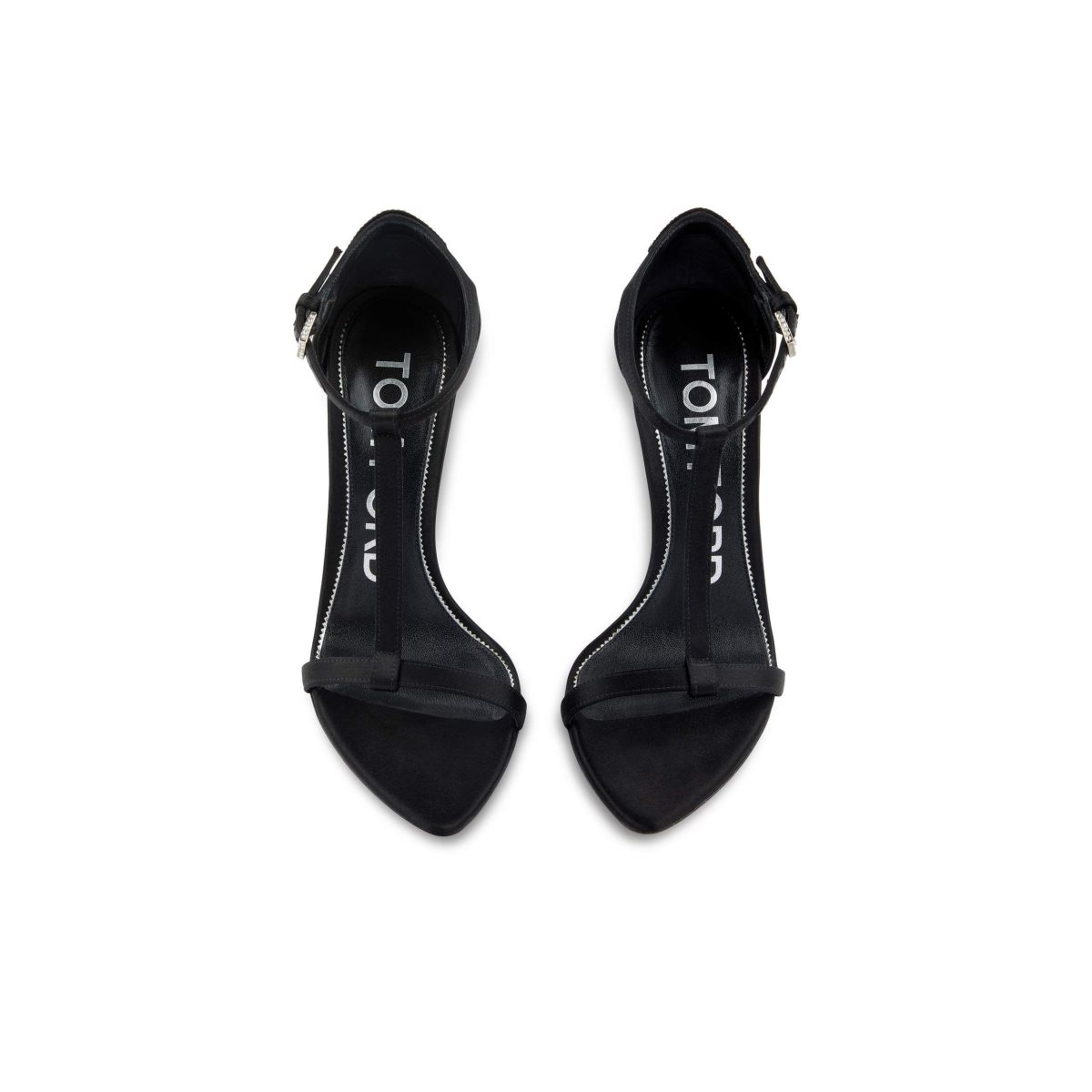 Sandales Tom Ford Satin And Crystal Stones Iconic T Femme Noir | KOEGV-0524