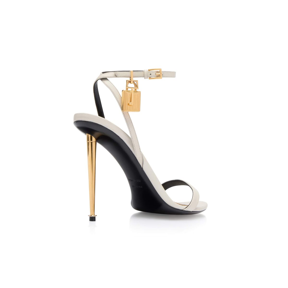 Sandales Tom Ford Shiny Cuir Padlock Pointy Naked Femme Chalk | ZLQFO-5907