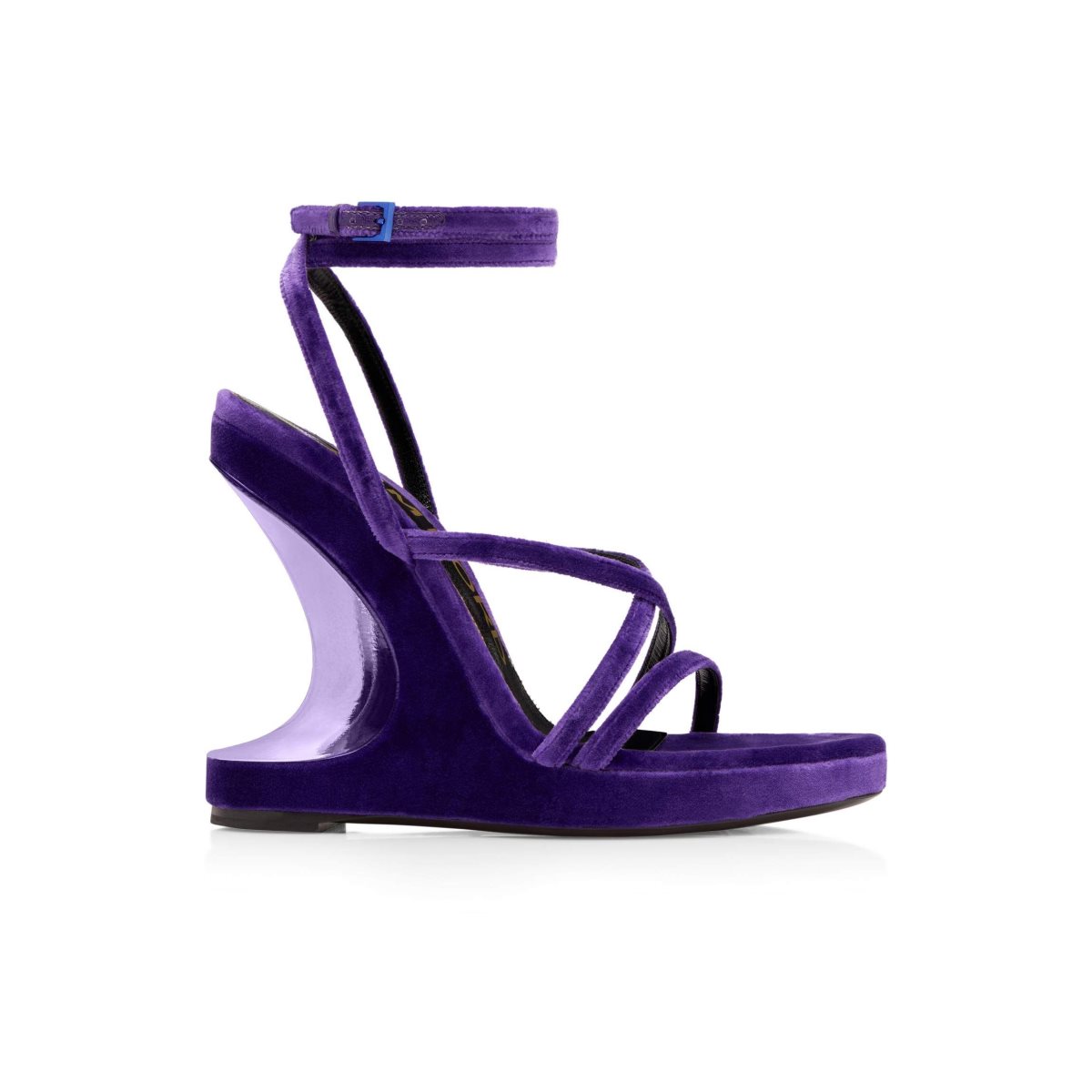 Sandales Tom Ford Velvet Wavy Wedge Ankle Wrap Femme Violette | DORQP-2895