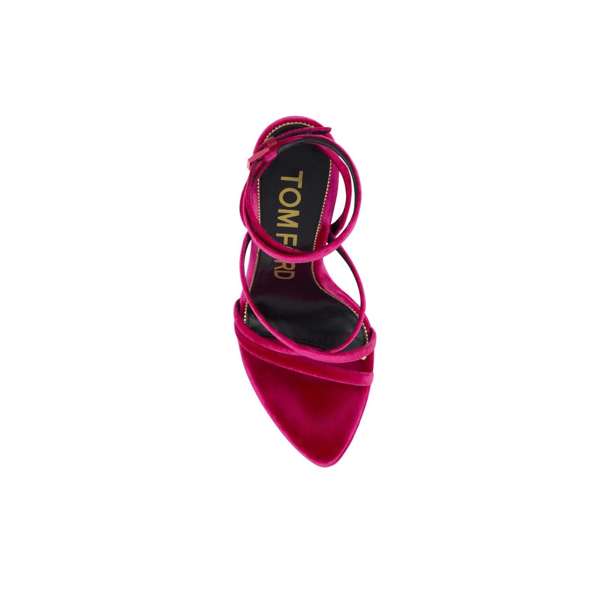 Sandales Tom Ford Velvet Wavy Wedge Ankle Wrap Femme Rouge Rose | MDAXV-5413