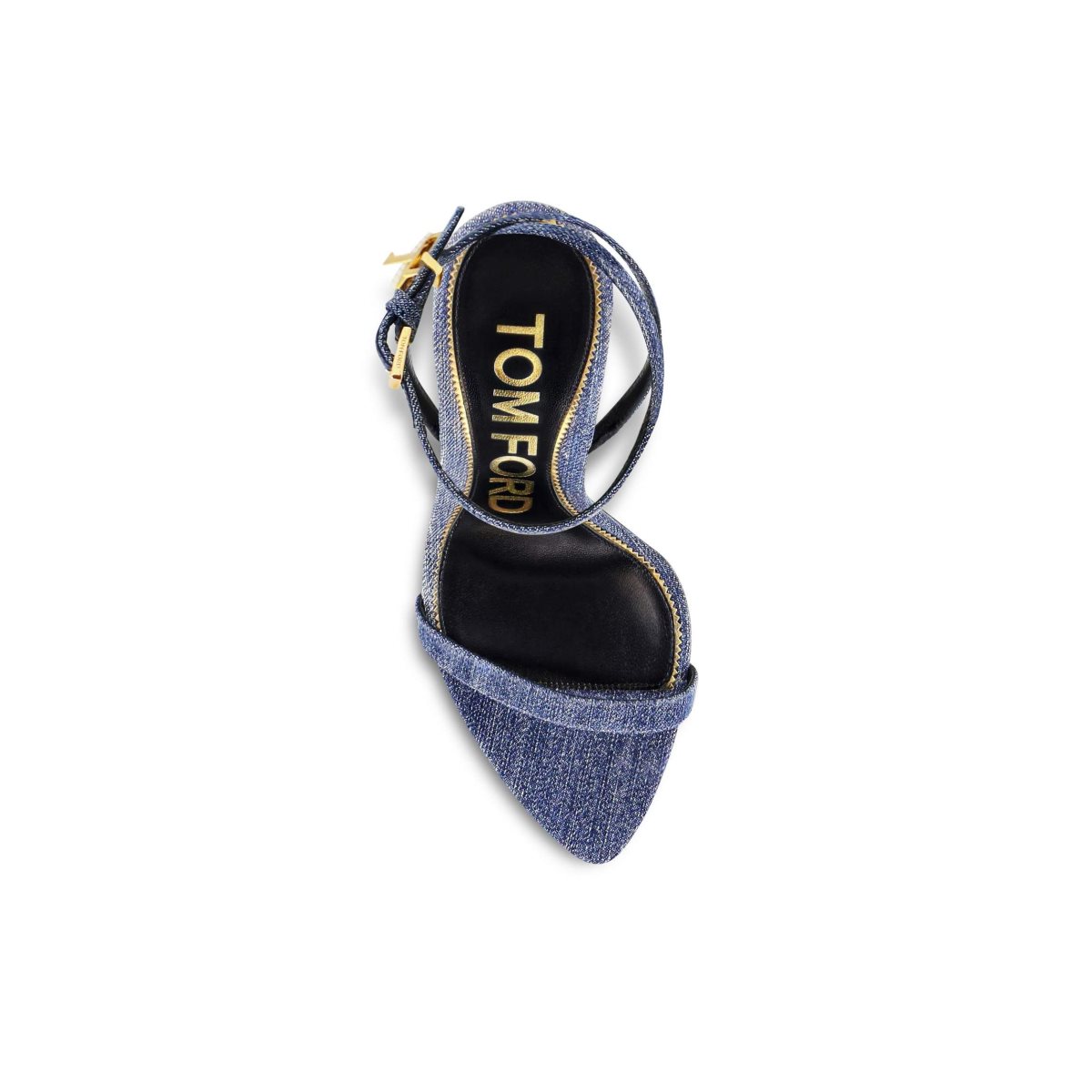 Sandales à Talons Tom Ford Denim Padlock Pointy Naked 105 Mm Femme Bleu | JTGDL-0248