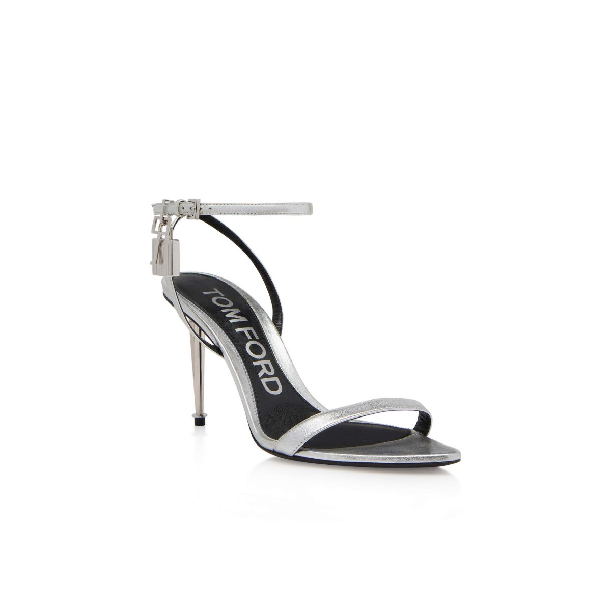 Sandales à Talons Tom Ford Laminated Nappa Padlock Pointy Naked 85 Mm Femme Argent | NAELF-6847