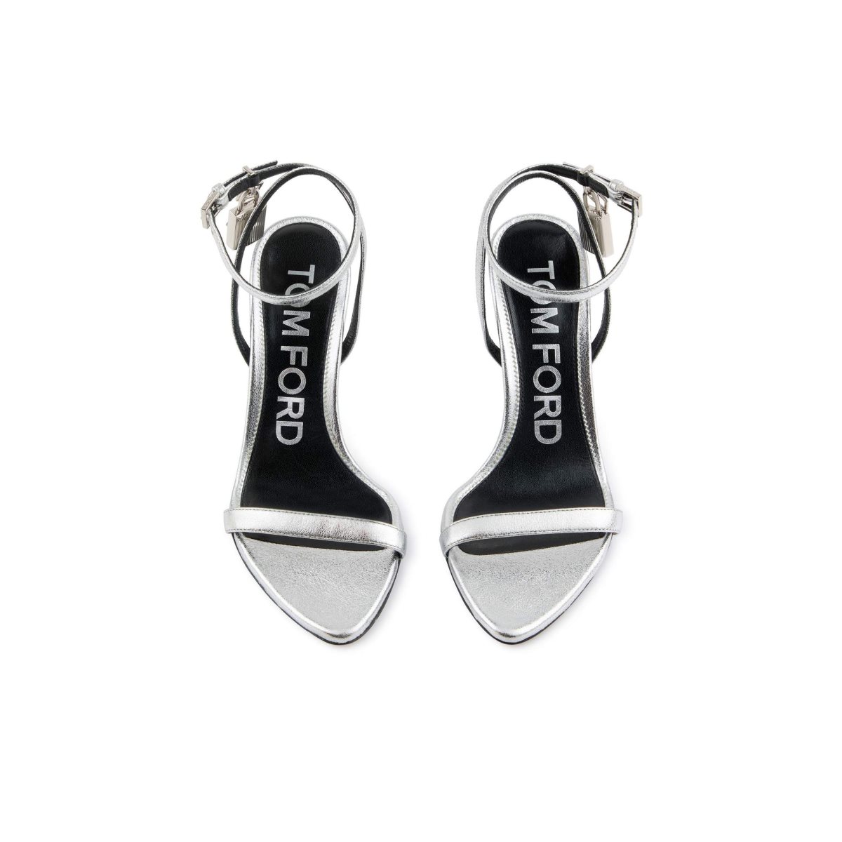 Sandales à Talons Tom Ford Laminated Nappa Padlock Pointy Naked 85 Mm Femme Argent | NAELF-6847