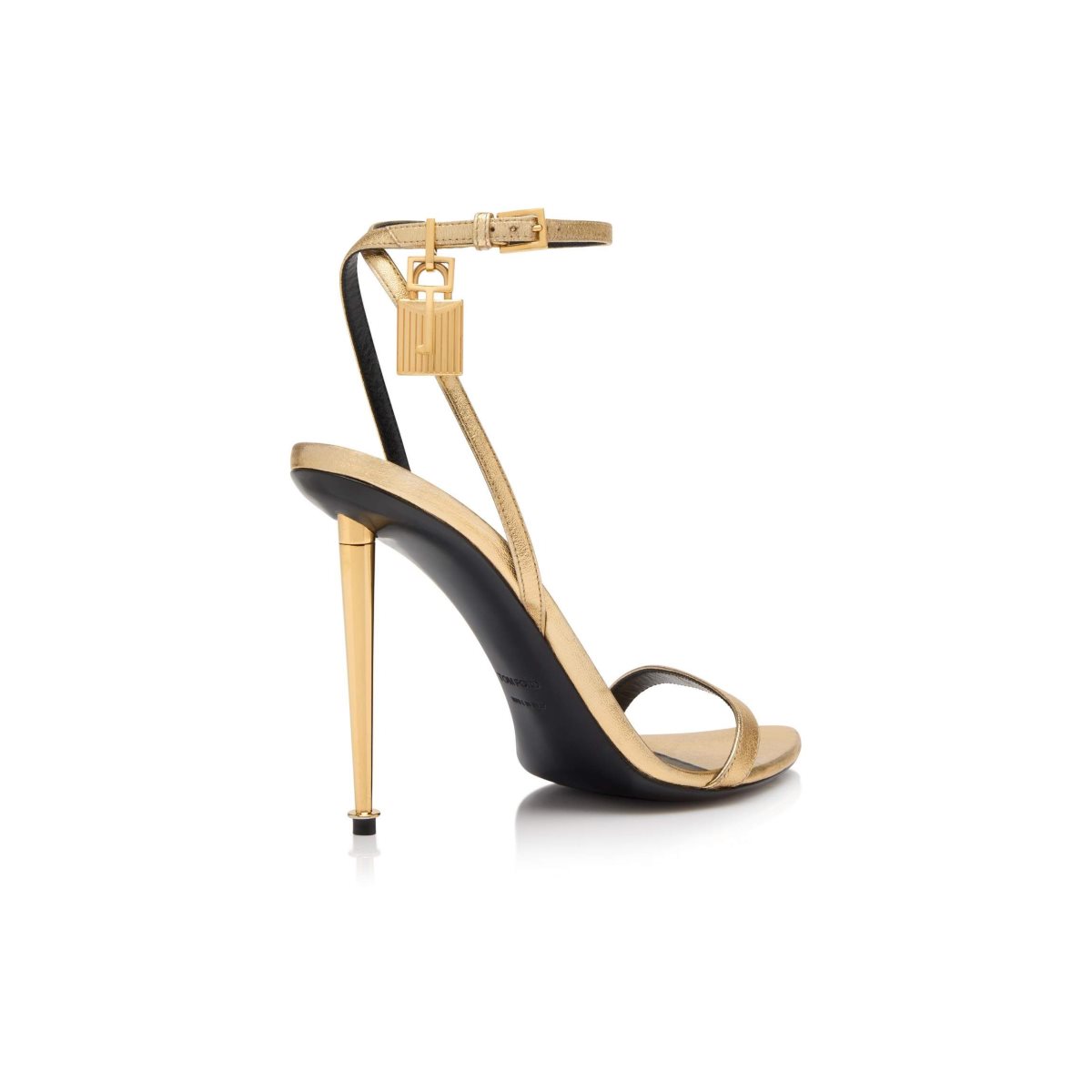 Sandales à Talons Tom Ford Laminated Nappa Cuir Padlock Pointy Naked Femme Doré | PCLTH-4851