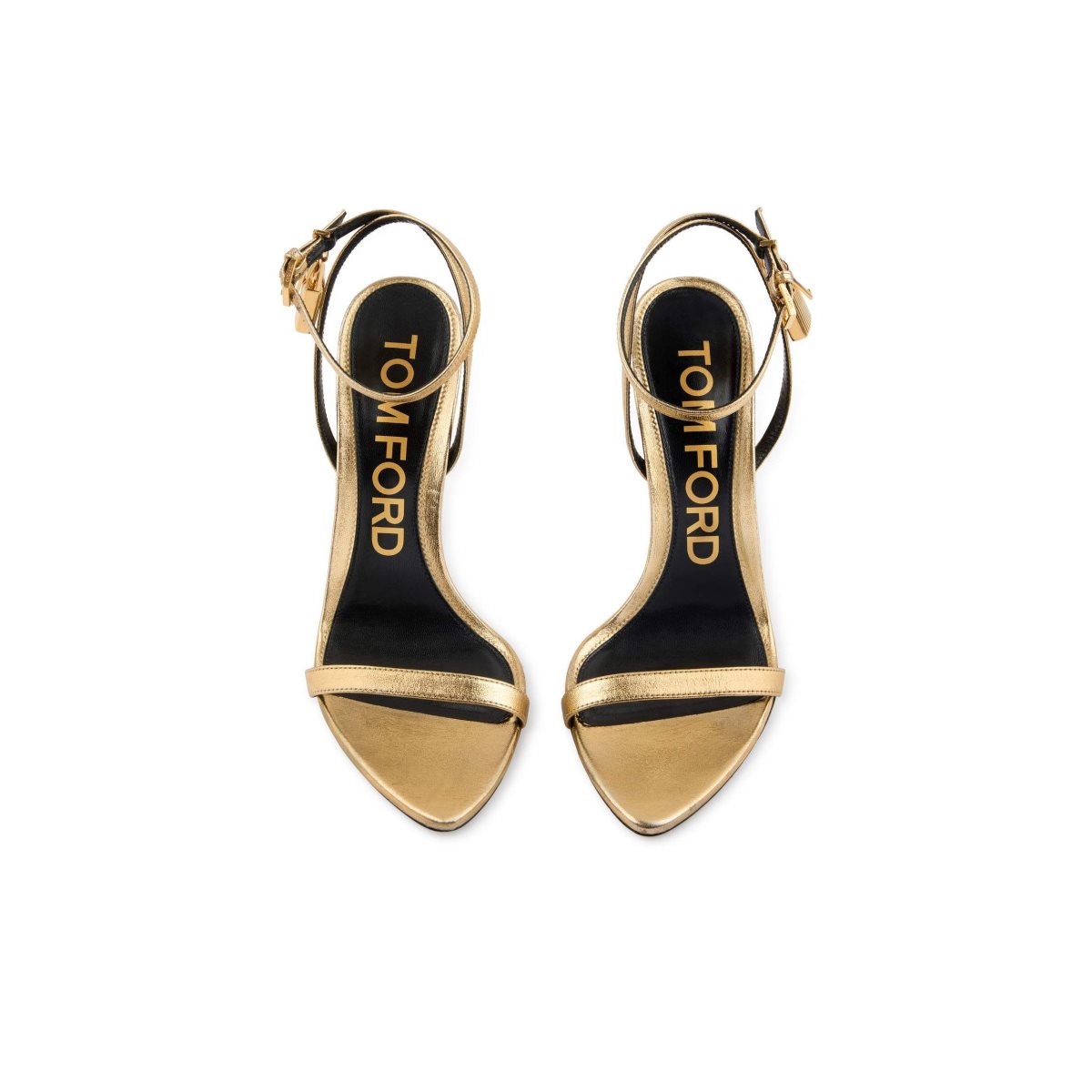 Sandales à Talons Tom Ford Laminated Nappa Cuir Padlock Pointy Naked Femme Doré | PCLTH-4851